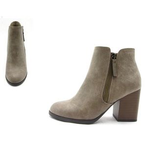 Taupe Chunky Heel Bootie